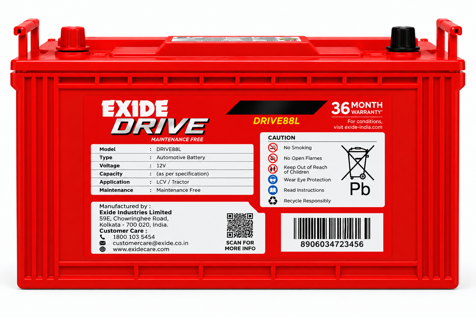 Exide DRIVE(DRIVE88L) Battery - Image 2