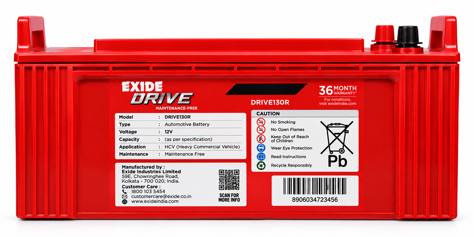 Exide DRIVE(DRIVE130R) Battery - Image 2