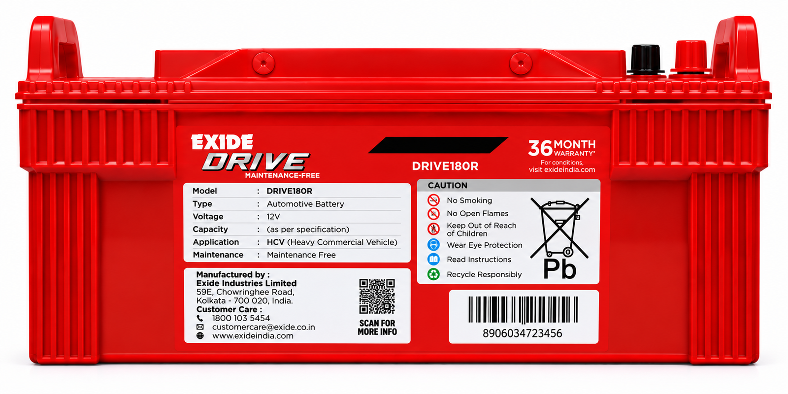 Exide DRIVE180R Battery - Image 2