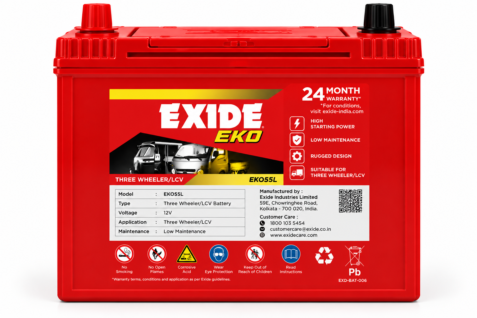 Exide EKO(EKO55L) Three wheeler Battery - Image 2