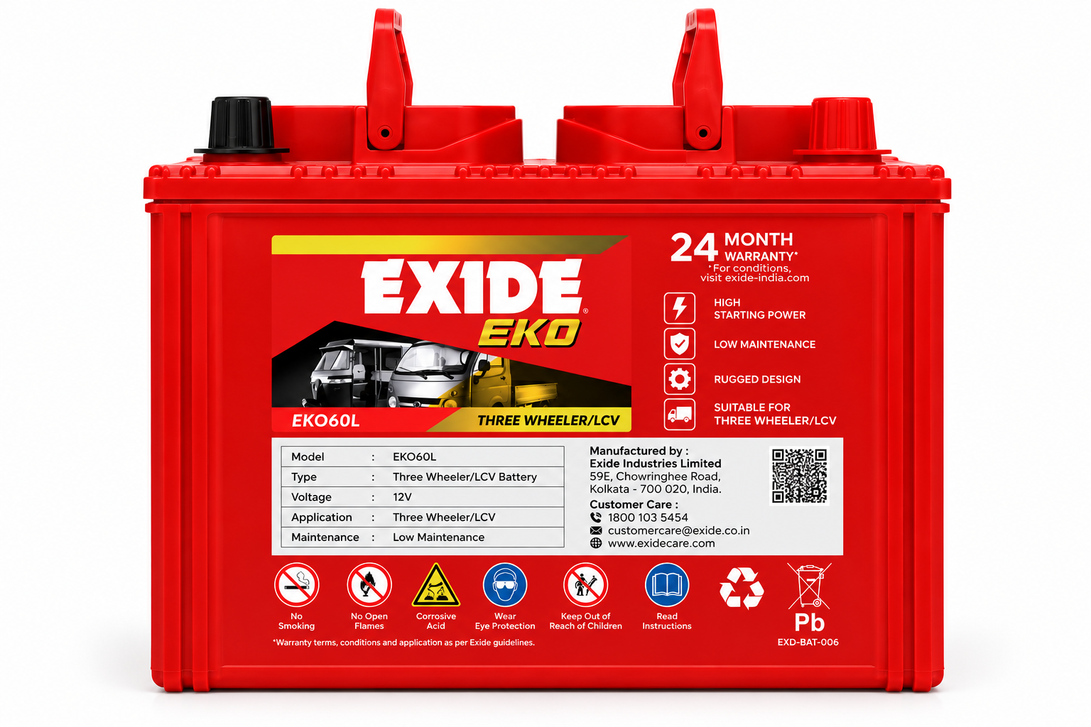 Exide EKO(EKO60L) Three wheeler Battery - Image 2