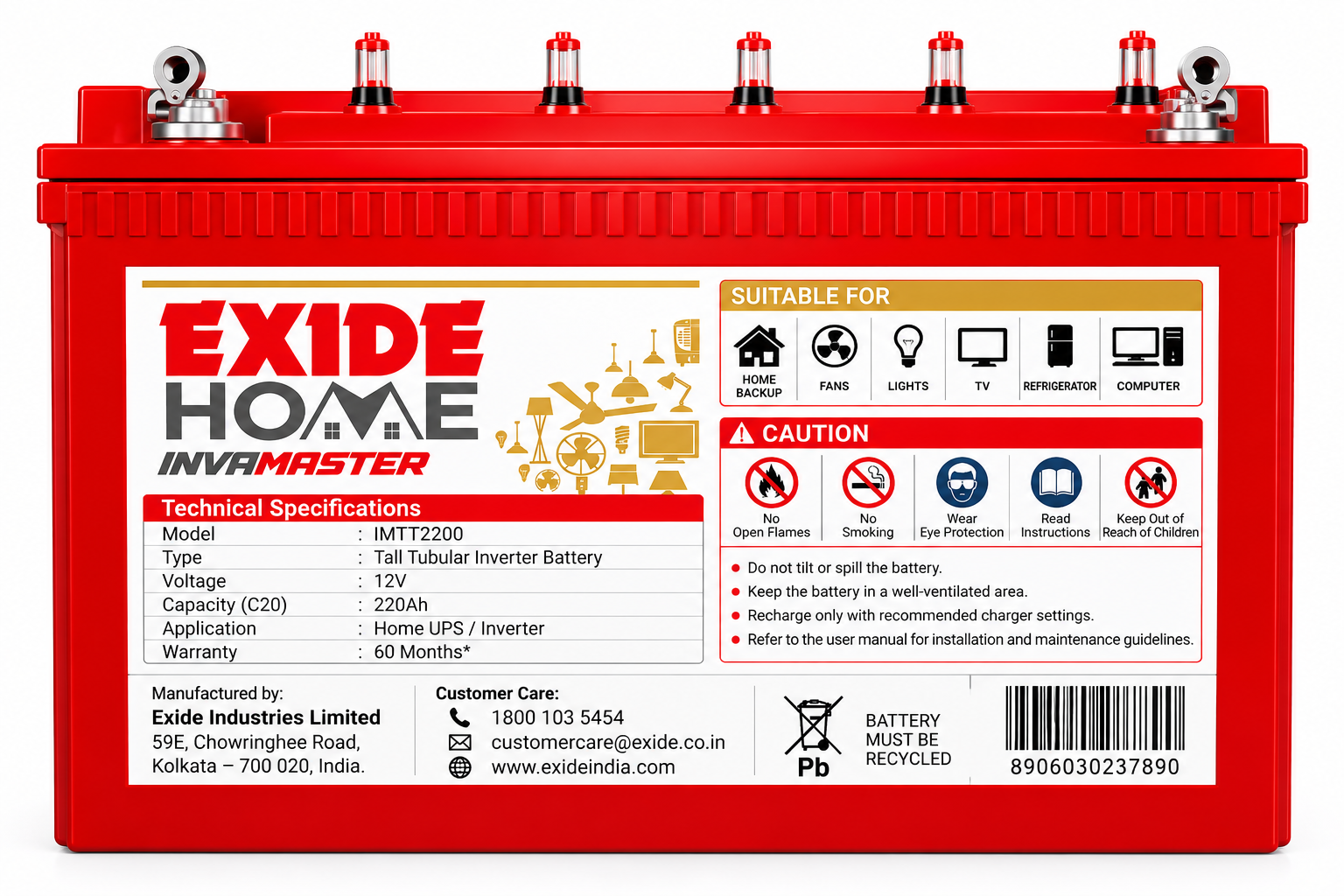 Exide Invamaster Imtt 2200 (220ah) - Image 2