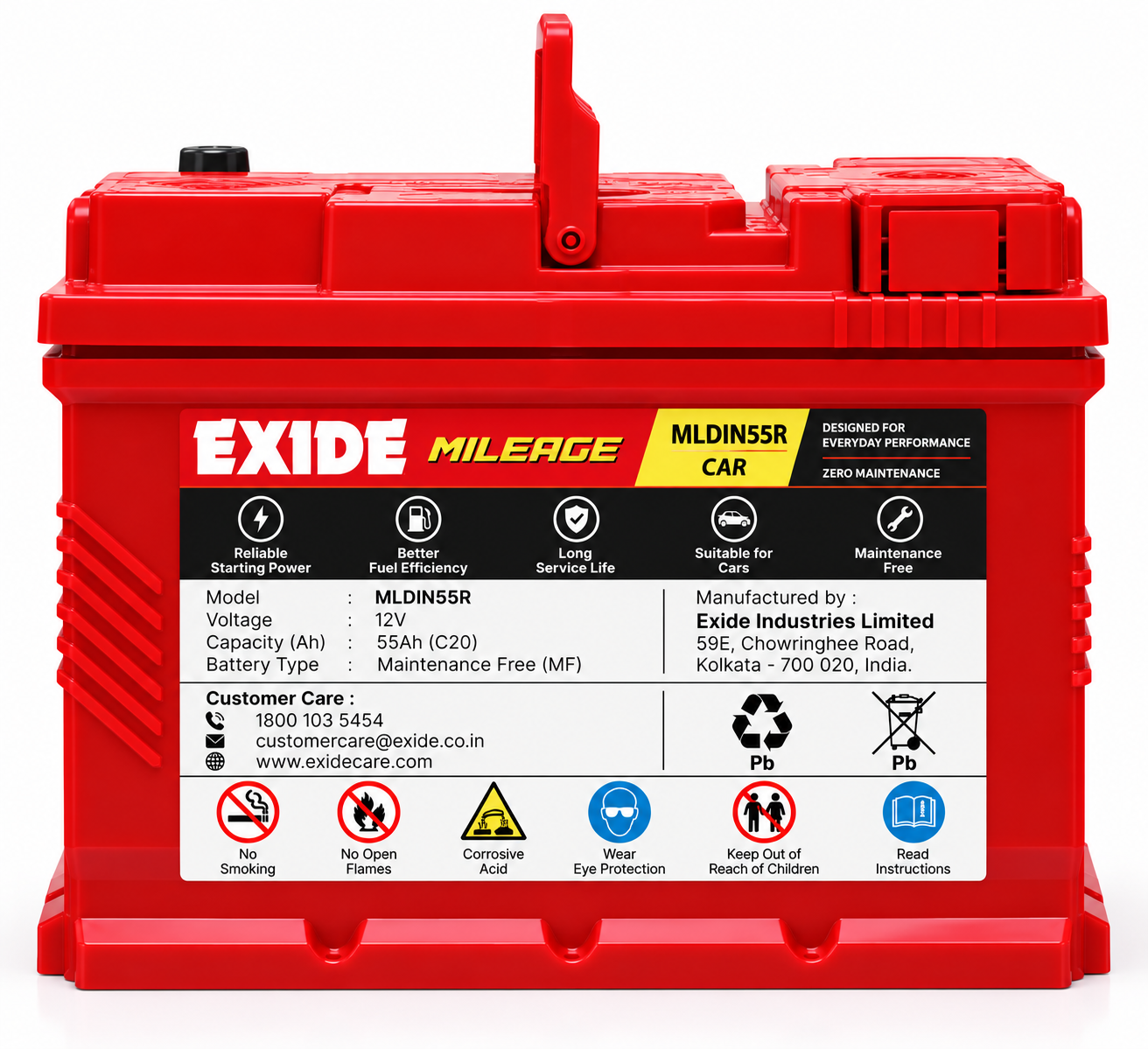 Exide MILEAGE(MLDIN55R) Car Battery - Image 2