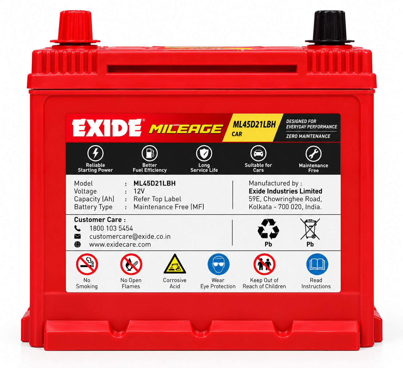 Exide MILEAGE(ML45D21LBH) Car Battery - Image 2
