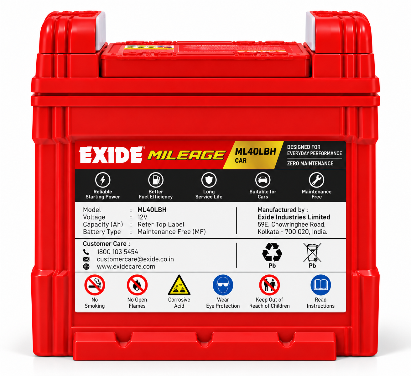 Exide ML40LBH/RBH Car Battery - Image 2