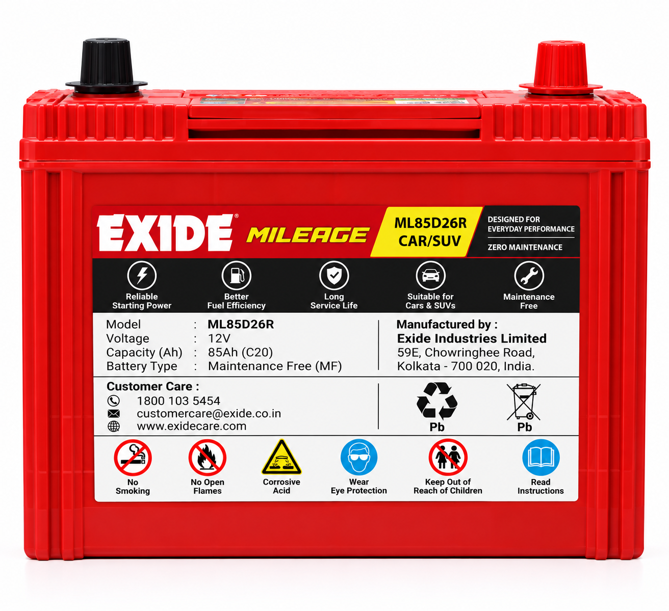 Exide MILEAGE(ML85D26R) Car Battery - Image 2