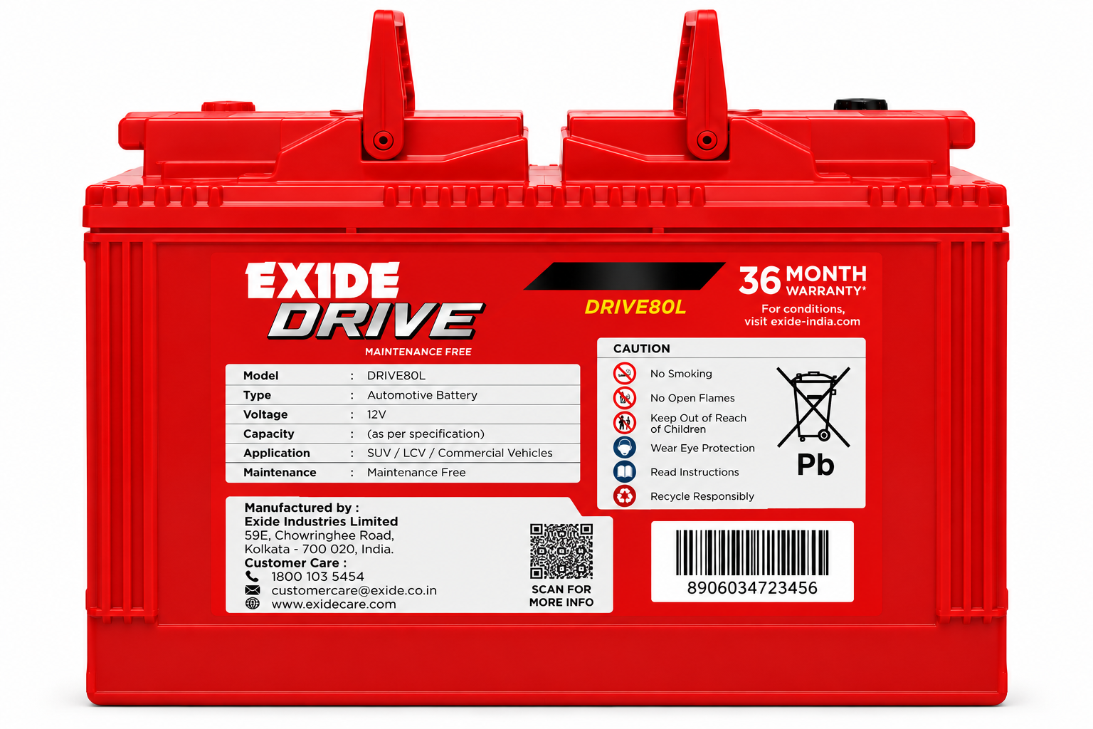 Exide DRIVE(DRIVE80L) Battery - Image 2