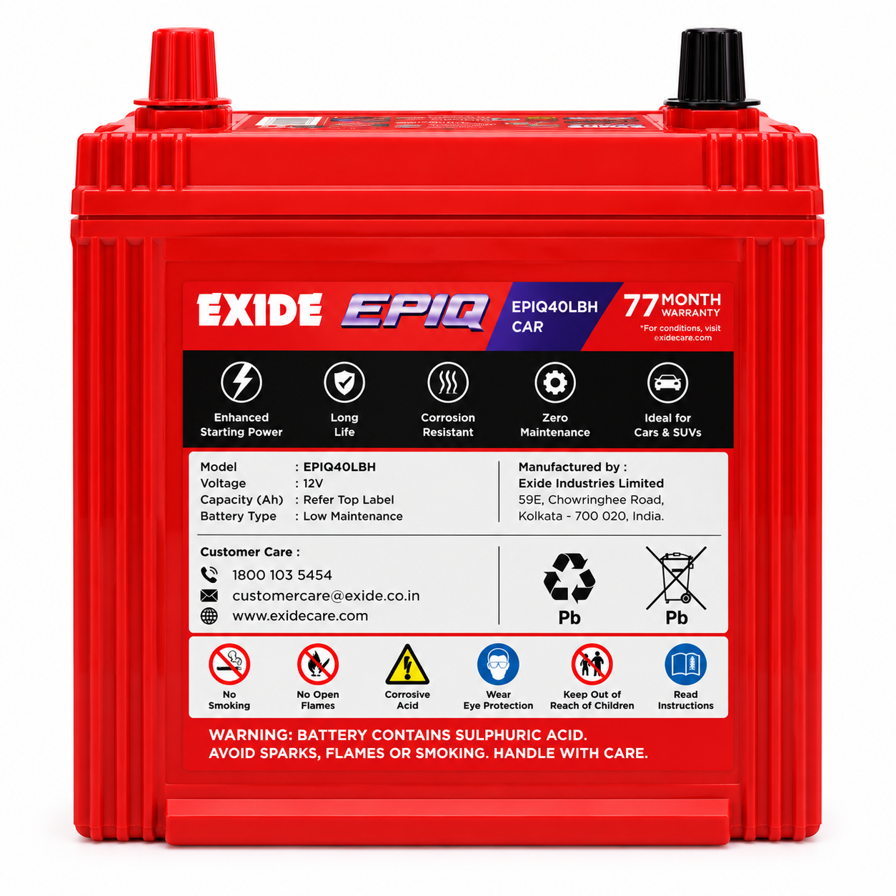 Exide (EPIQ40LBH) Car Battery - Image 2