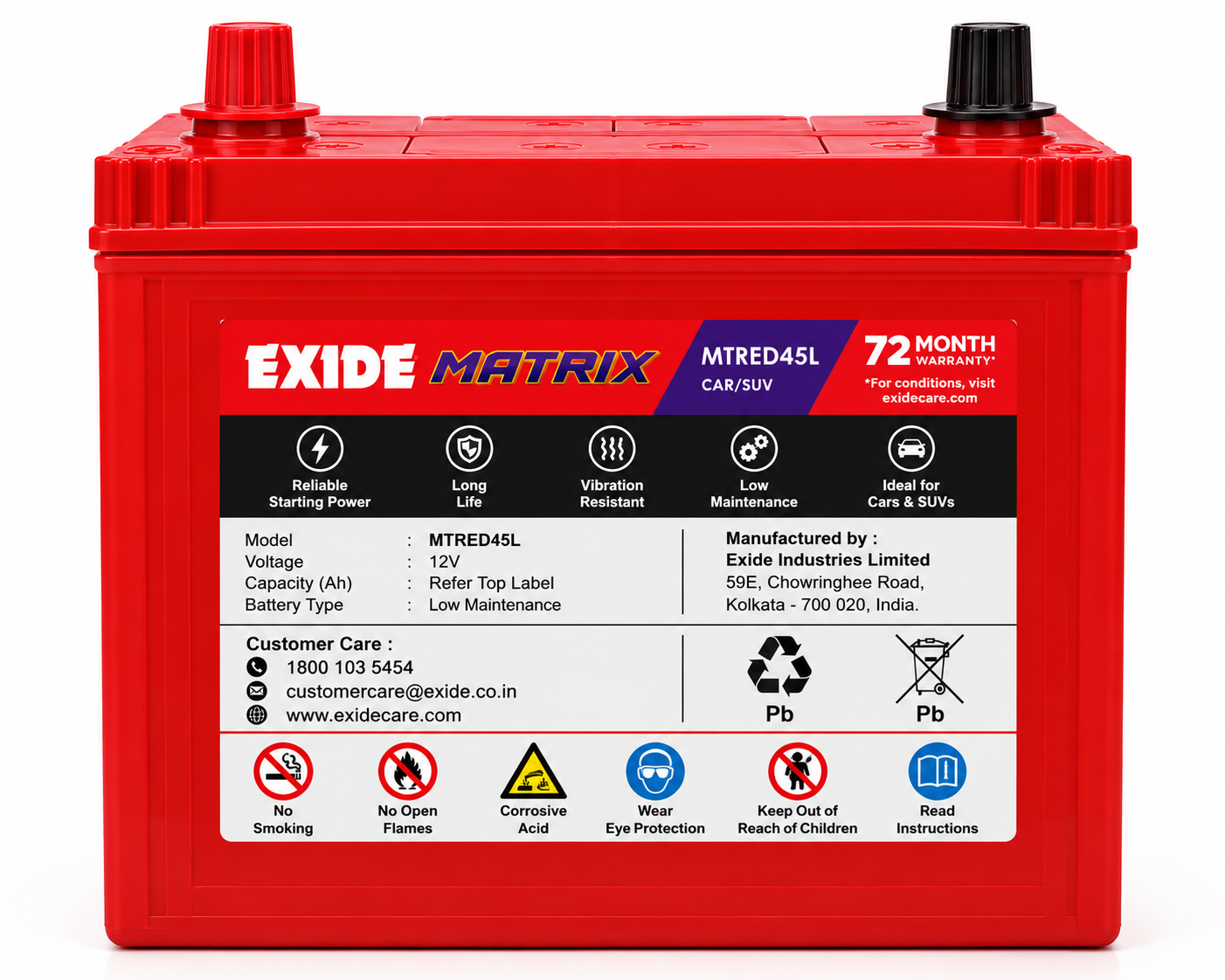Exide Matrix MTRED45L Car Battery - Image 2
