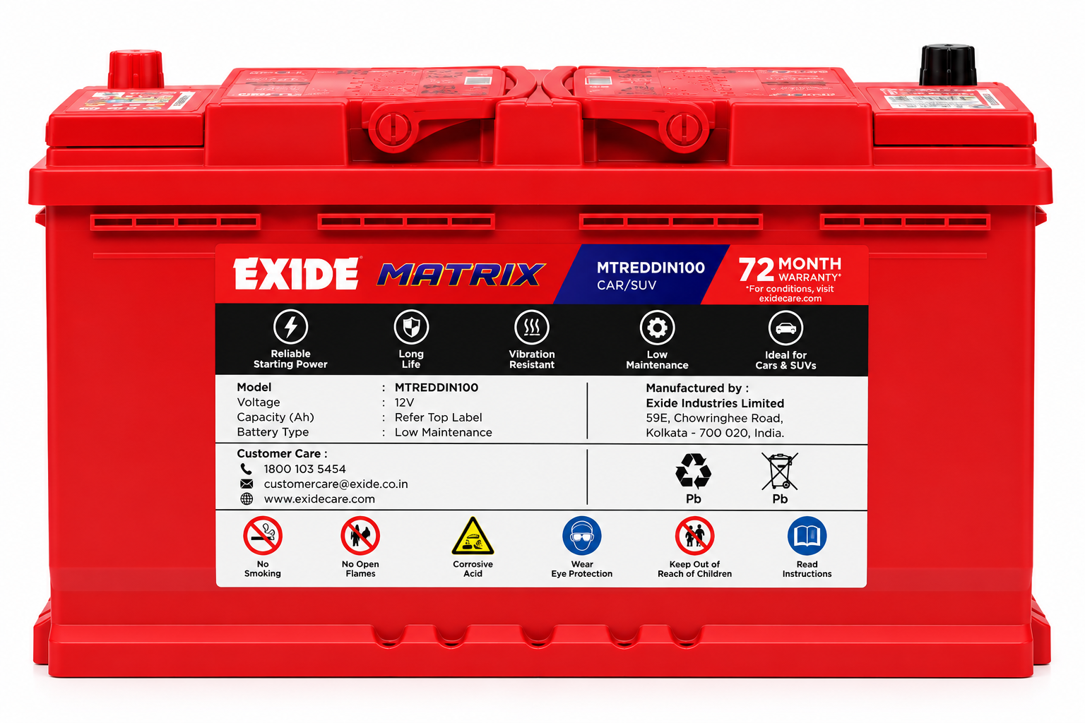 Exide MATRIX(MTREDDIN100) Car Battery - Image 2