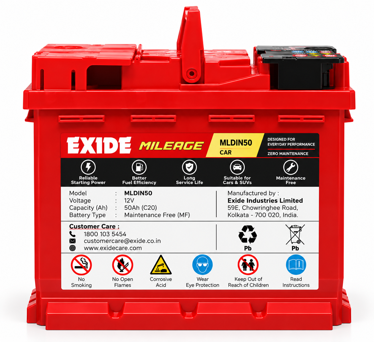 Exide MILEAGE(MLDIN50) Car Battery - Image 2